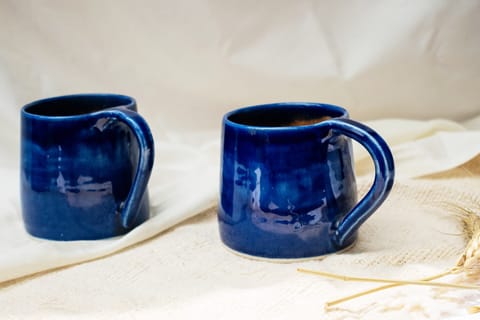 Earthan - Bright Blue Ceramic Mug Set of 2