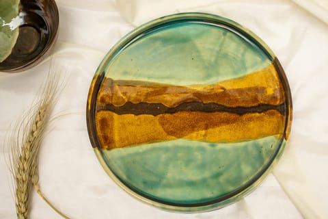 Earthan - Studio Pottery Green Ceramic Plate