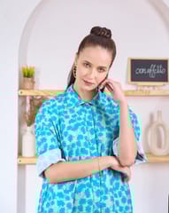 97-MOTIFS - Siesta Shirt Dress (Pacific Blue)