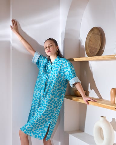 97-MOTIFS - Siesta Shirt Dress (Pacific Blue)