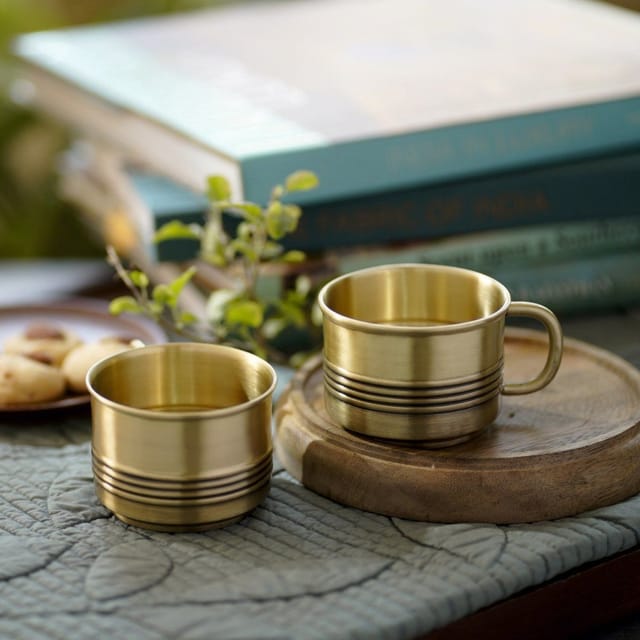 Courtyard-Bhor Tea Cups (Set of 2 ) Made of Brass