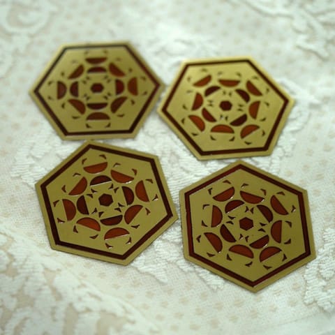 Courtyard-Calighat Coaster Red Set Of 4