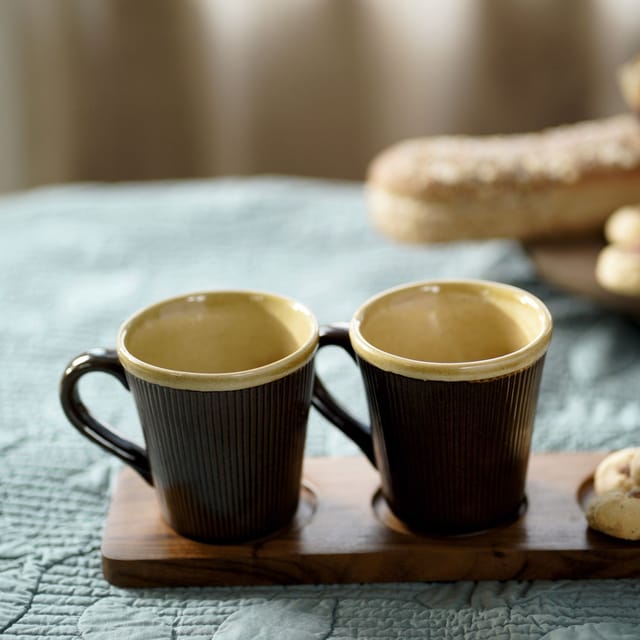 Courtyard-Bhor Coffee Caramel Mugs (Set Of 2)