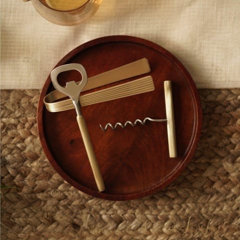 Courtyard-Dariya Bar Set Of Bottle Opener, Cork Screw & Ice Tong