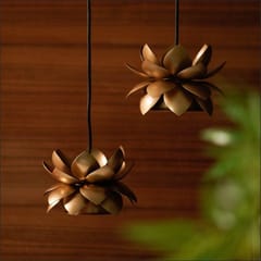 Courtyard-Sarovar Hanging Gold Lamp Cluster of 2