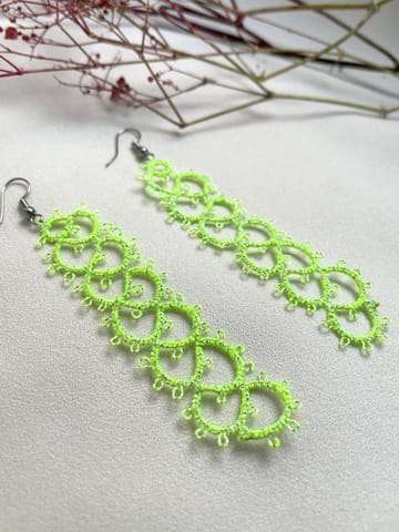 Knots to Node - Fluorescent Lime Glow Earrings