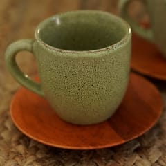 Courtyard-Dhera Green Tea Cups Set Of 2 With Saucers