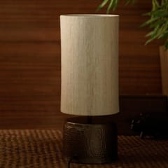 Courtyard-Hamani Antique Gold Lamp With Raw Silk Shade